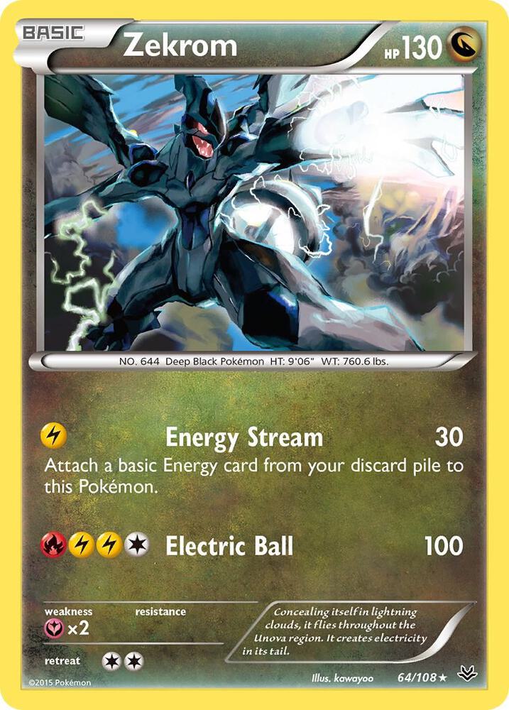 Zekrom 64/108 card from XY - Roaring Skies
