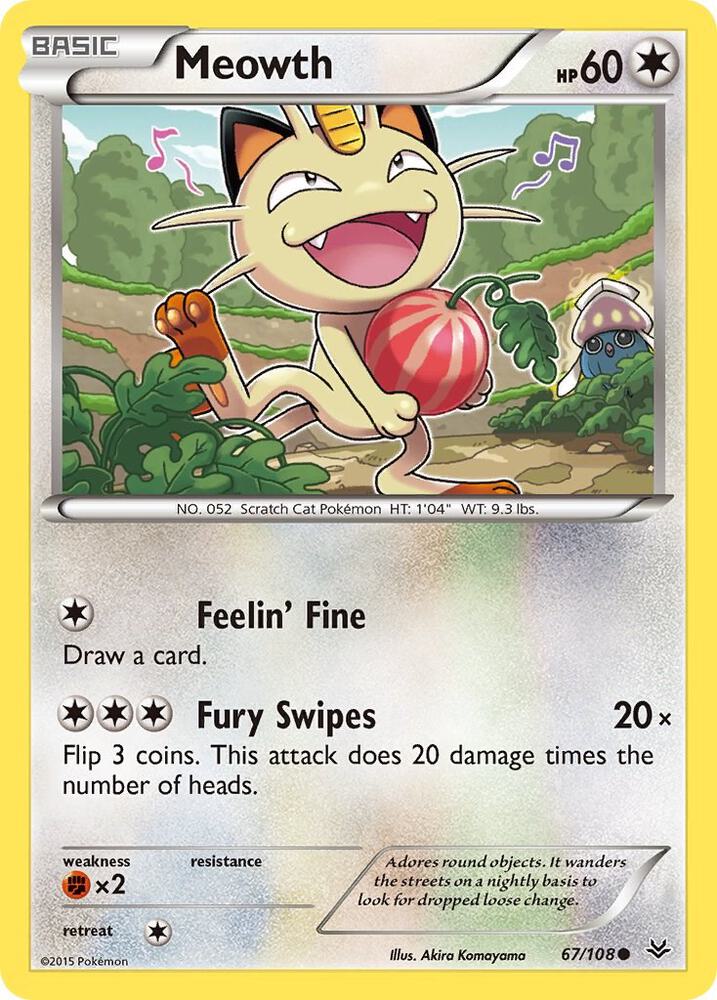 Meowth 67/108 card from XY - Roaring Skies