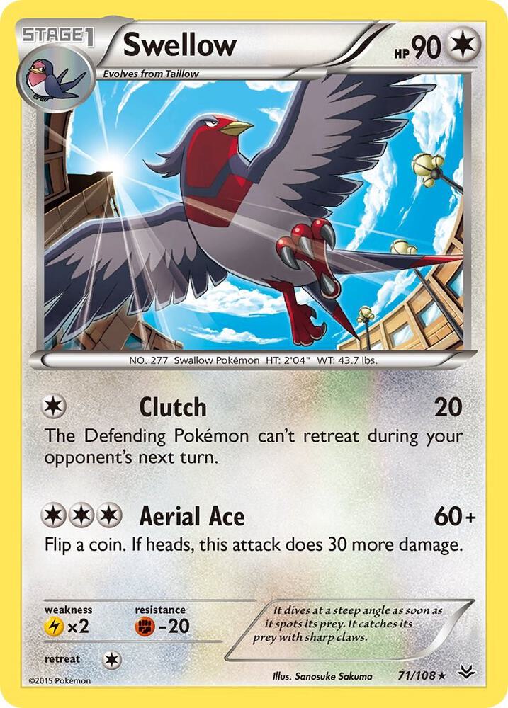 Swellow (71) 71/108 card from XY - Roaring Skies
