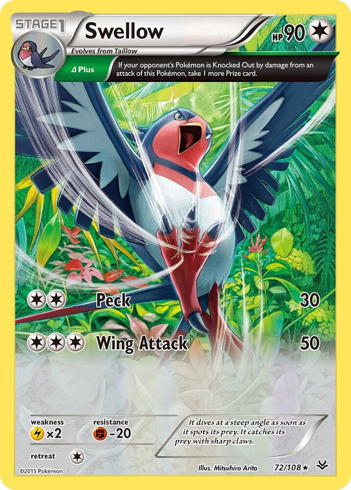 Swellow (72 Delta) 72/108 card from XY - Roaring Skies