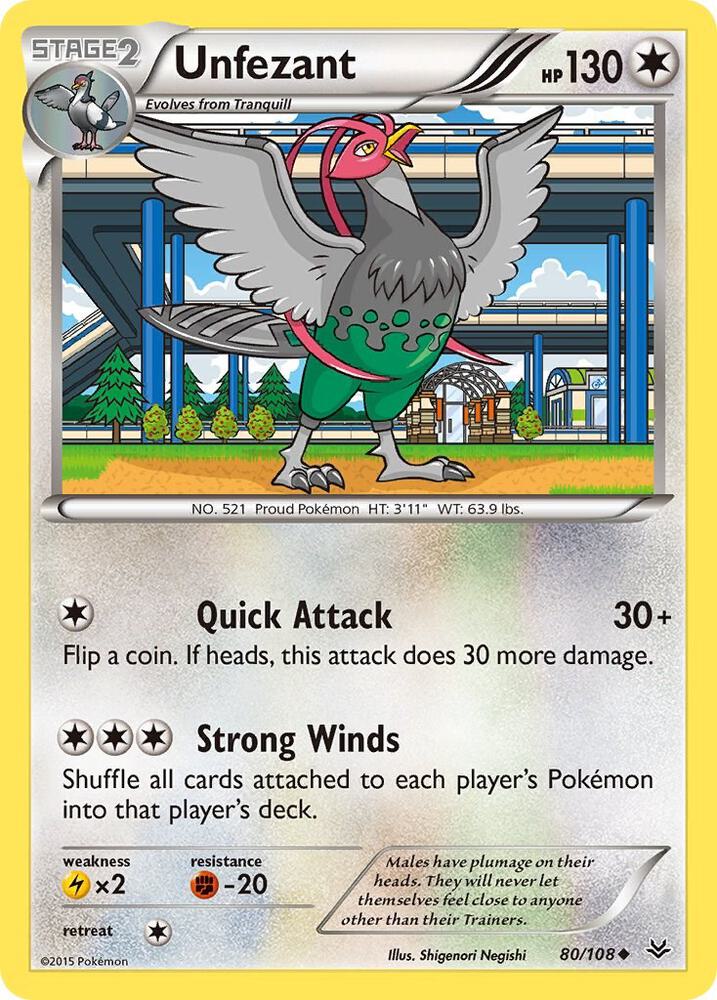 Unfezant (80) 80/108 card from XY - Roaring Skies