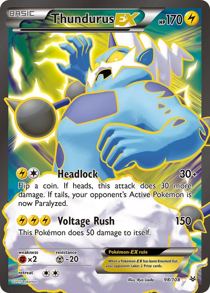 Thundurus EX (98 Full Art) 98/108 card from XY - Roaring Skies