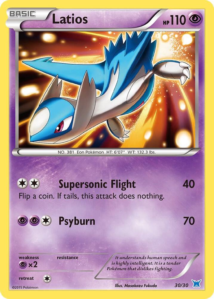 Latios (#30 Holo) 30/30 card from XY Trainer Kit: Latias & Latios