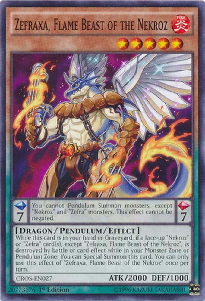 Zefraxa, Flame Beast of the Nekroz CROS-EN027 card from Crossed Souls