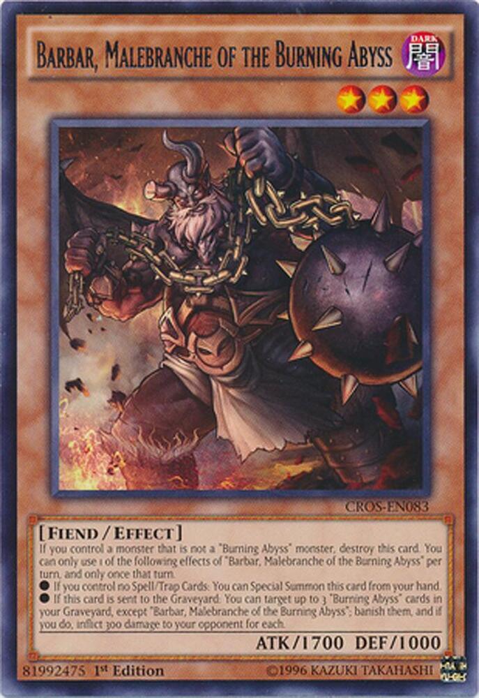 Barbar, Malebranche of the Burning Abyss CROS-EN083 card from Crossed Souls