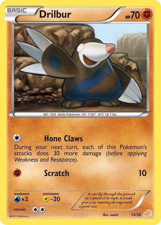 Drilbur (#13) 13/30 card from BW Trainer Kit: Excadrill & Zoroark