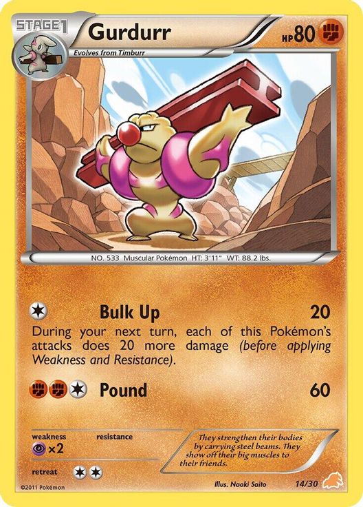 Gurdurr 14/30 card from BW Trainer Kit: Excadrill & Zoroark