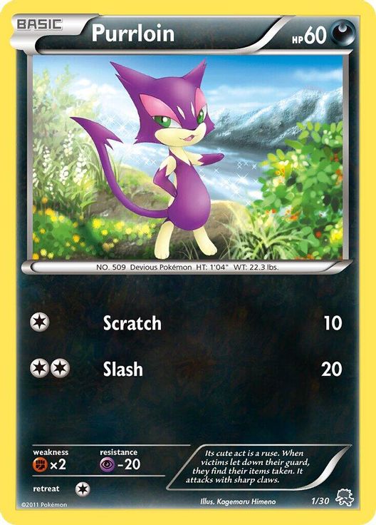 Purrloin (#1) 1/30 card from BW Trainer Kit: Excadrill & Zoroark