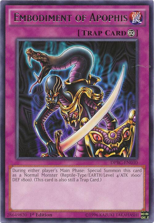 Embodiment of Apophis DPBC-EN030 card from Duelist Pack: Battle City