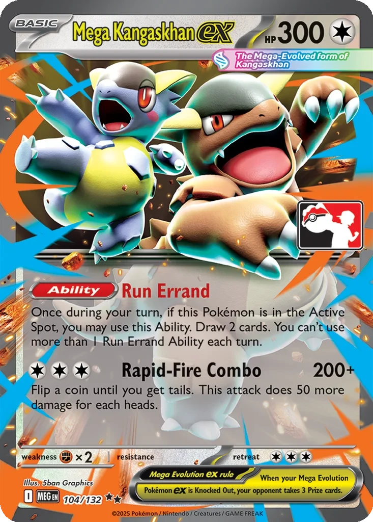 Mega Kangaskhan ex 104/132 card from Prize Pack Series Cards