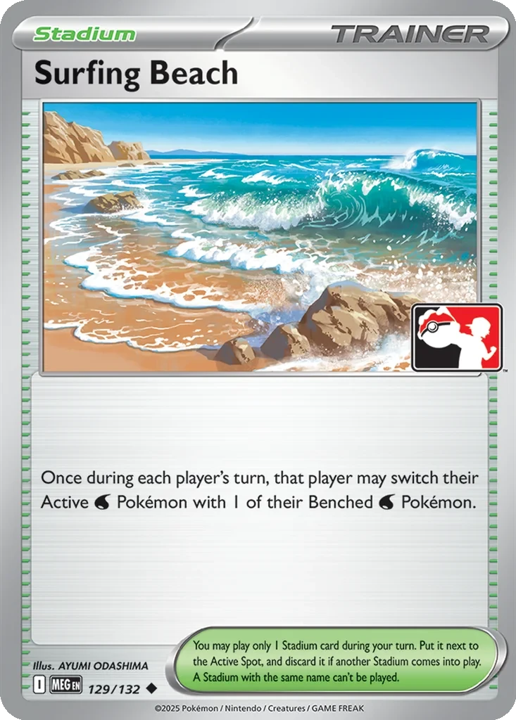 Surfing Beach 129/132 card from Prize Pack Series Cards