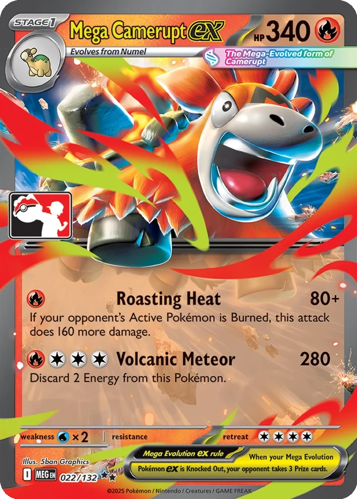 Mega Camerupt ex 022/132 card from Prize Pack Series Cards