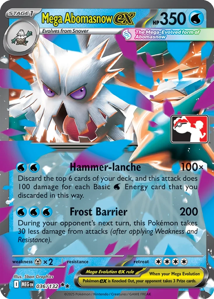 Mega Abomasnow ex 036/132 card from Prize Pack Series Cards