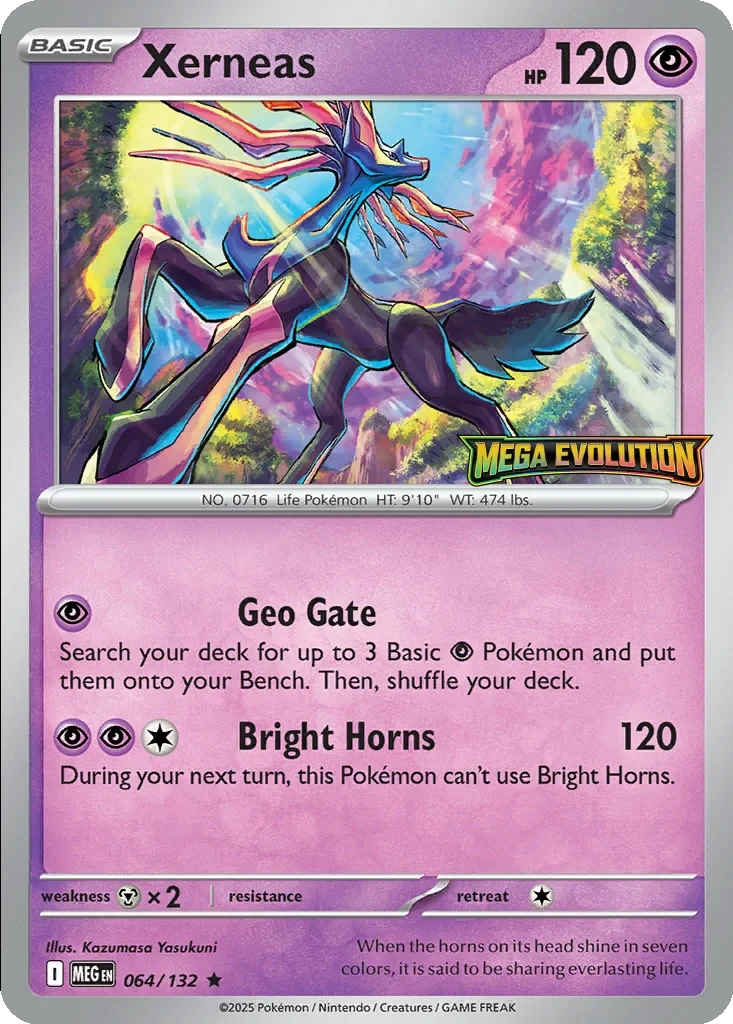 Xerneas (Mega Evolution Stamped) 064/132 card from Miscellaneous Cards & Products