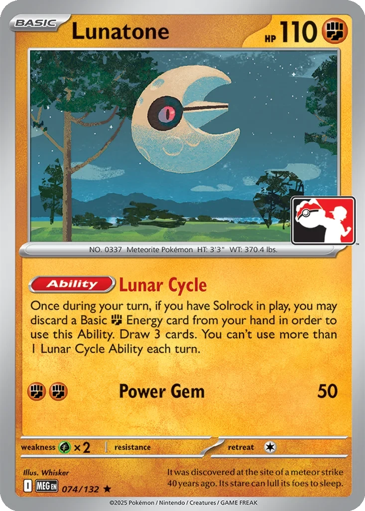 Lunatone 074/132 card from Prize Pack Series Cards