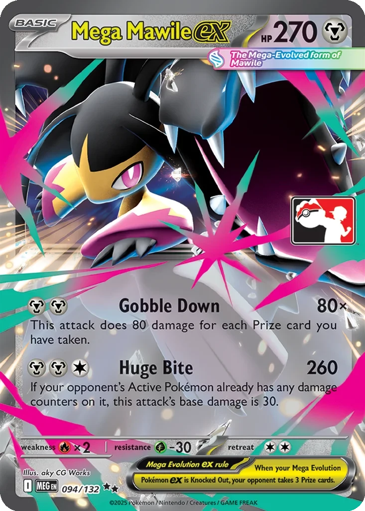 Mega Mawile ex 094/132 card from Prize Pack Series Cards