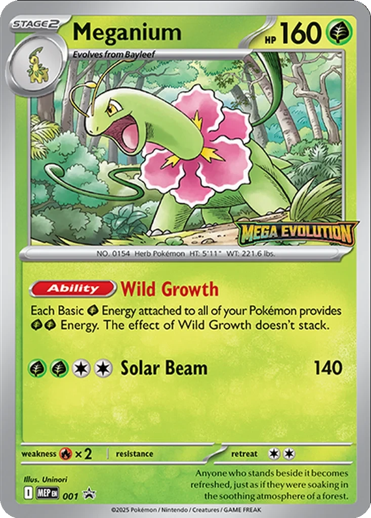 Meganium [Staff] 001 card from ME: Mega Evolution Promo