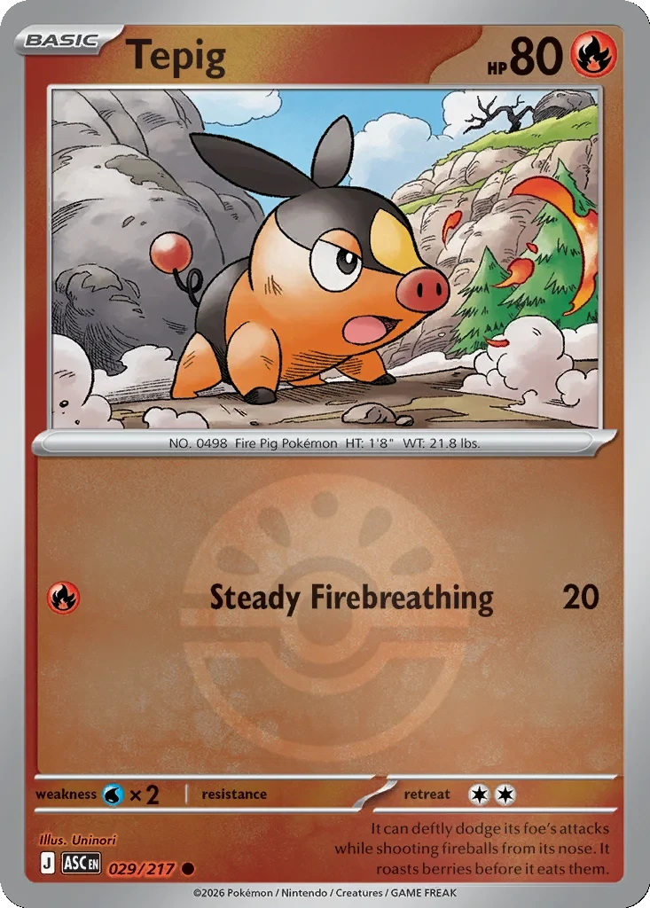 Tepig (Friend Ball) 029/217 card from ME: Ascended Heroes