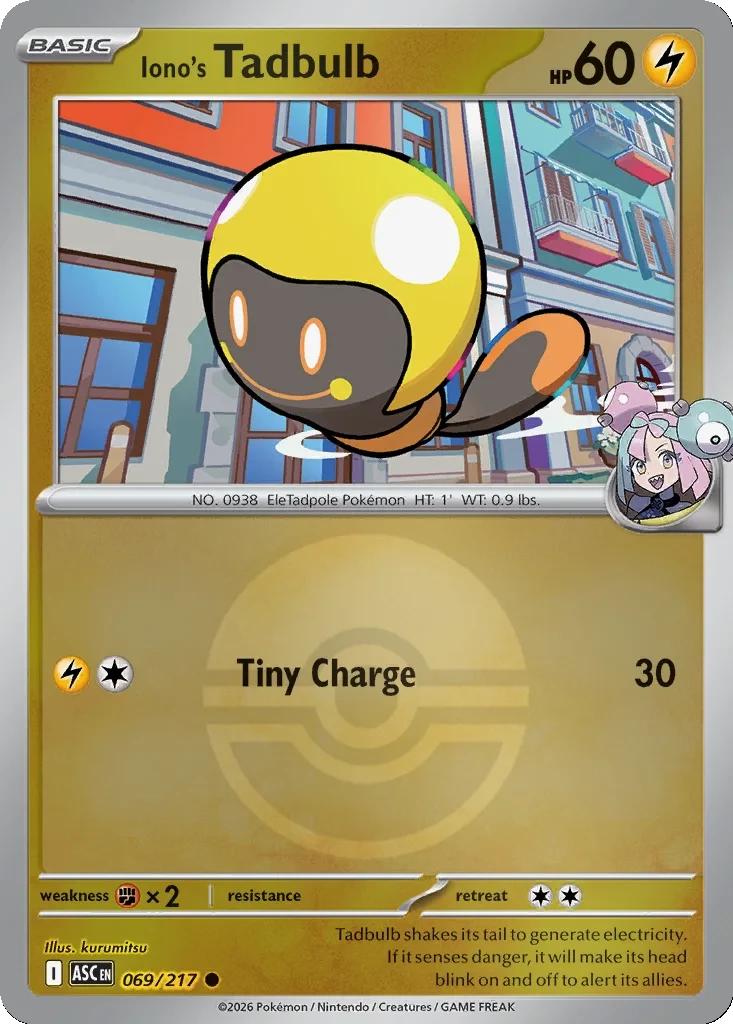 Iono's Tadbulb (Poke Ball) 069/217 card from ME: Ascended Heroes