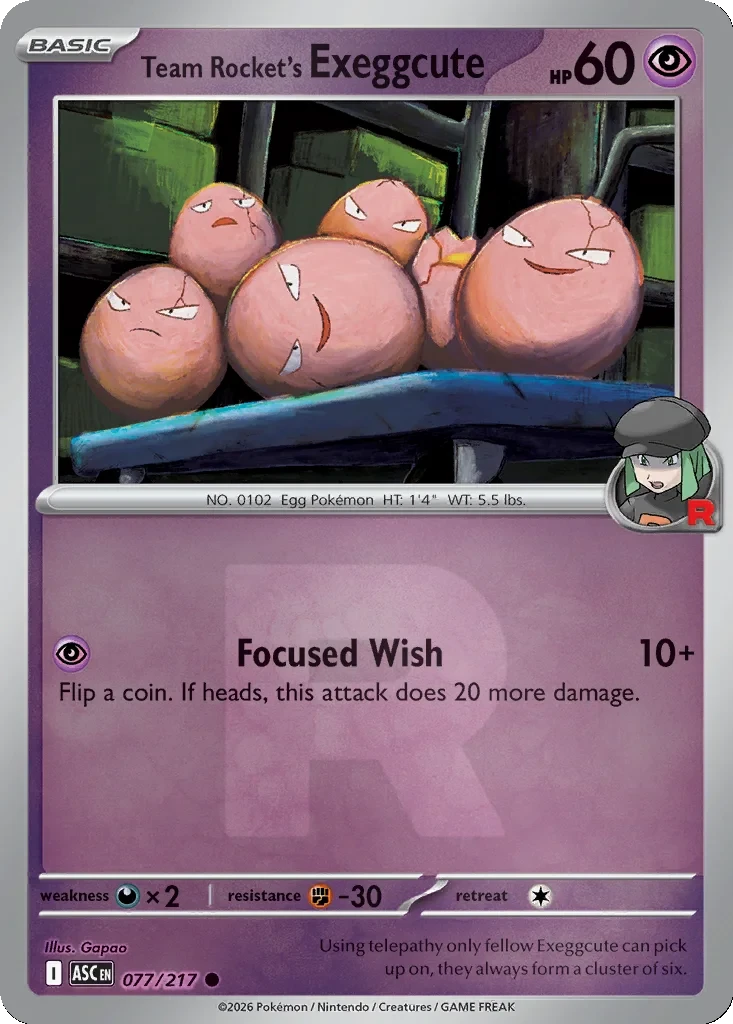 Team Rocket's exeggcute (Team Rocket) 077/217 card from ME: Ascended Heroes