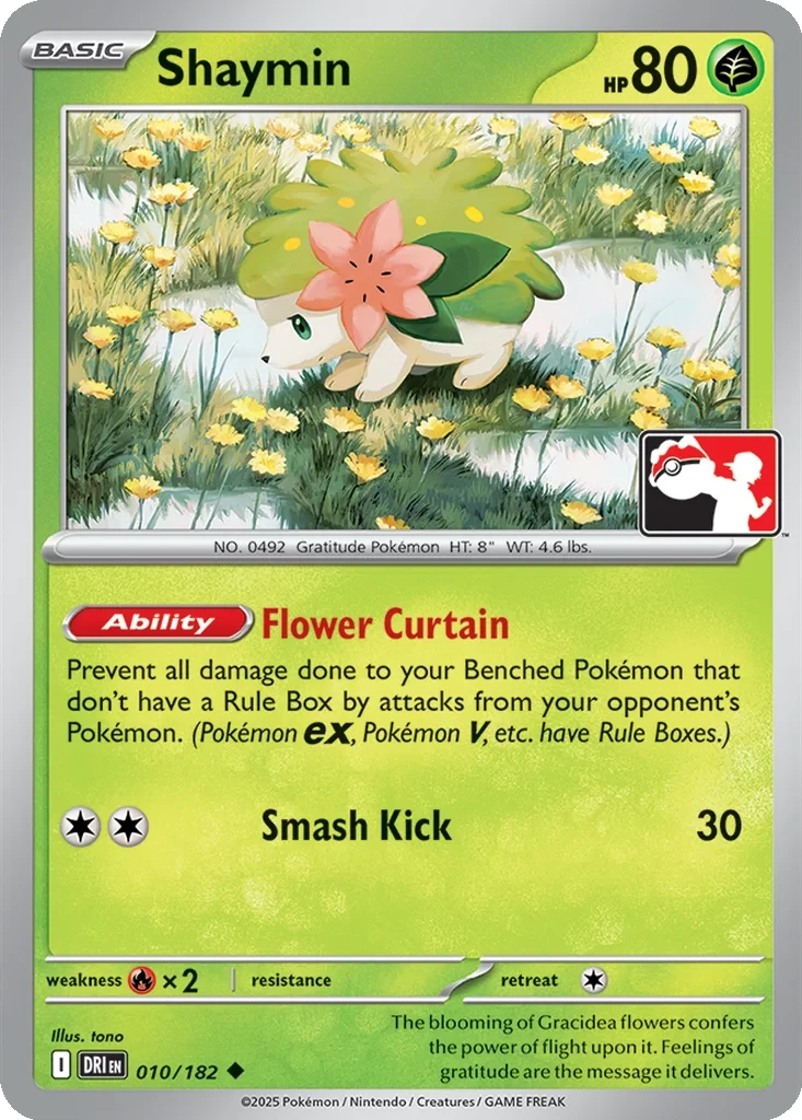 Shaymin 010/182 card from Prize Pack Series Cards