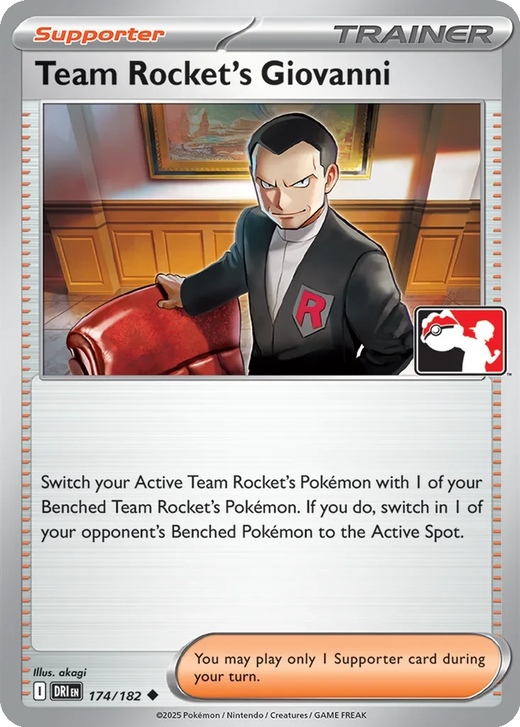 Team Rocket's Giovanni 174/182 card from Prize Pack Series Cards