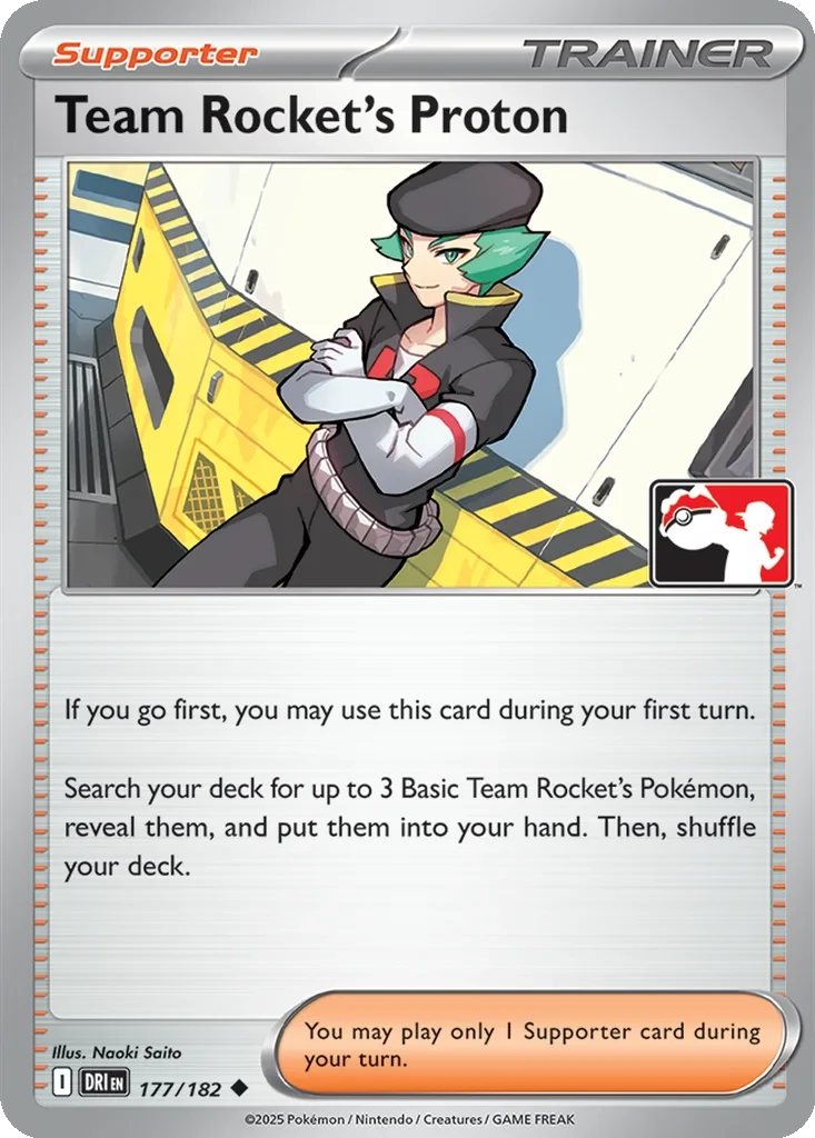 Team Rocket's Proton 177/182 card from Prize Pack Series Cards