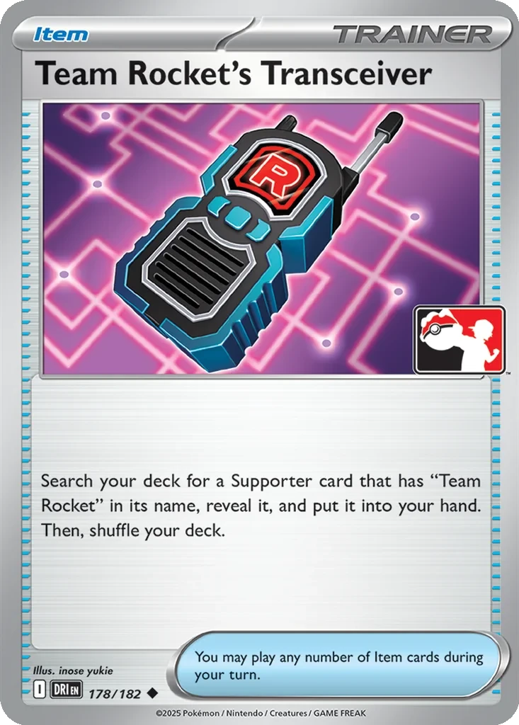 Team Rocket's Transceiver 178/182 card from Prize Pack Series Cards