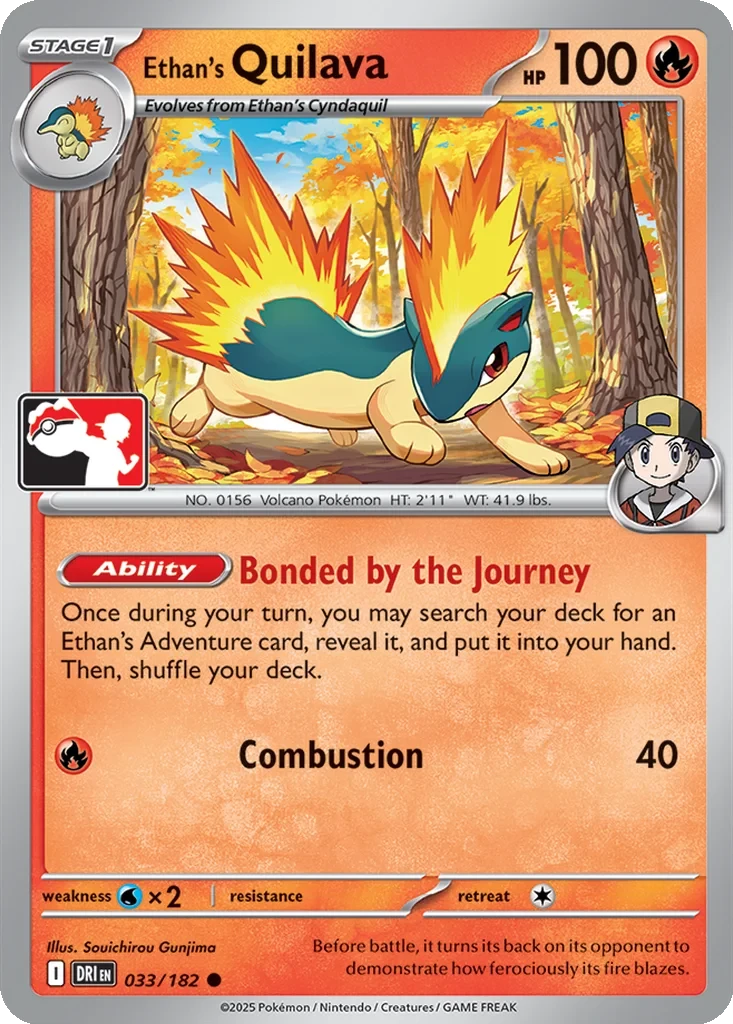 Ethan's Quilava 033/182 card from Prize Pack Series Cards