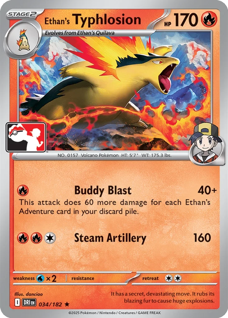 Ethan's Typhlosion 034/182 card from Prize Pack Series Cards