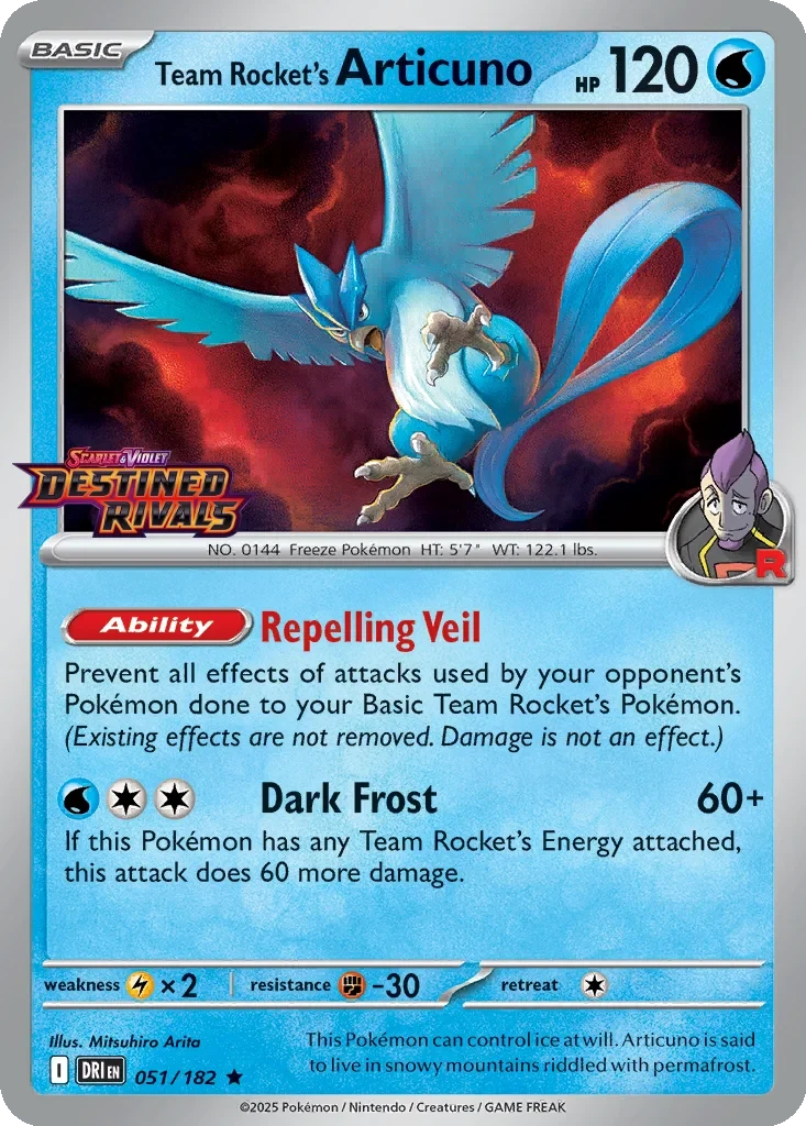 Team Rocket's Articuno (Destined Rivals Stamp) 051/182 card from Miscellaneous Cards & Products