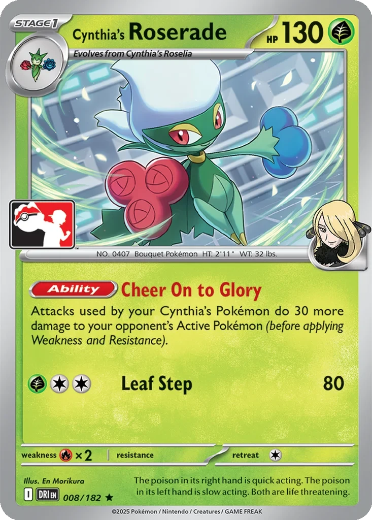 Cynthia's Roserade 008/182 card from Prize Pack Series Cards