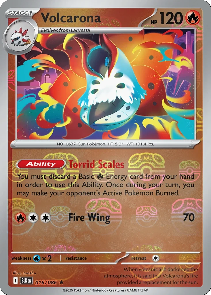 Volcarona (Master Ball Pattern) 016/086 card from SV: Black Bolt