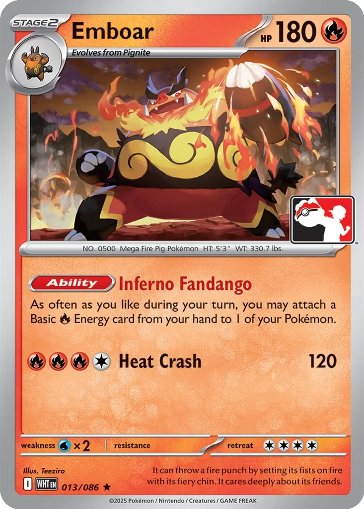 Emboar 013/086 card from Prize Pack Series Cards