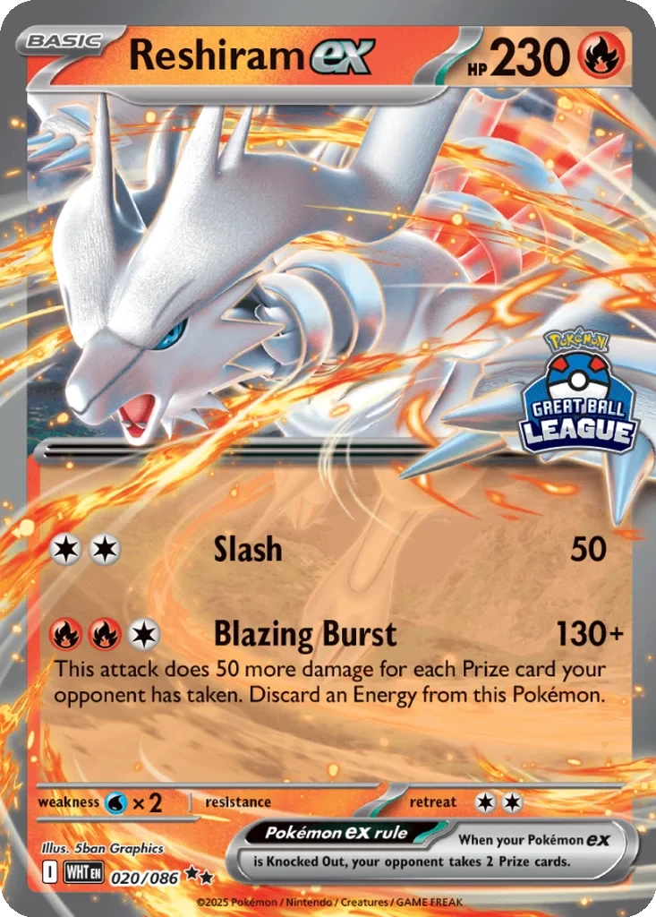 Reshiram ex (Great Ball League) 020/086 card from Southeast Asia Exclusives
