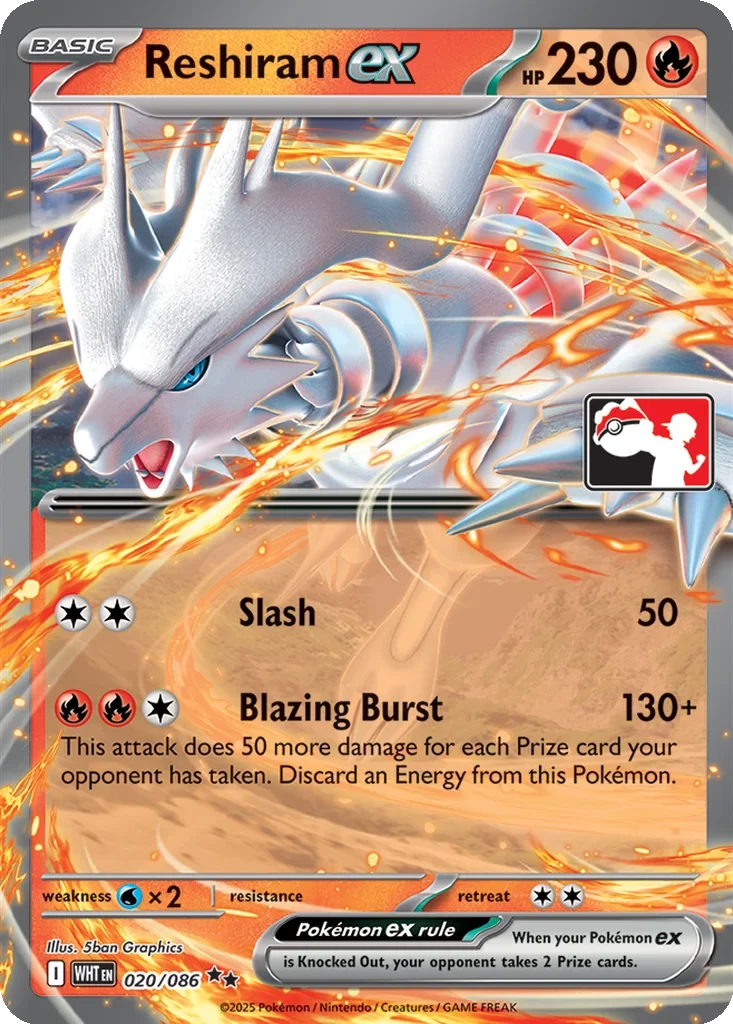 Reshiram ex 020/086 card from Prize Pack Series Cards