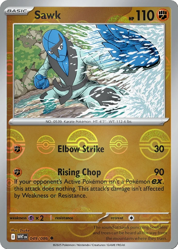Sawk (Poke Ball Pattern) 049/086 card from SV: White Flare