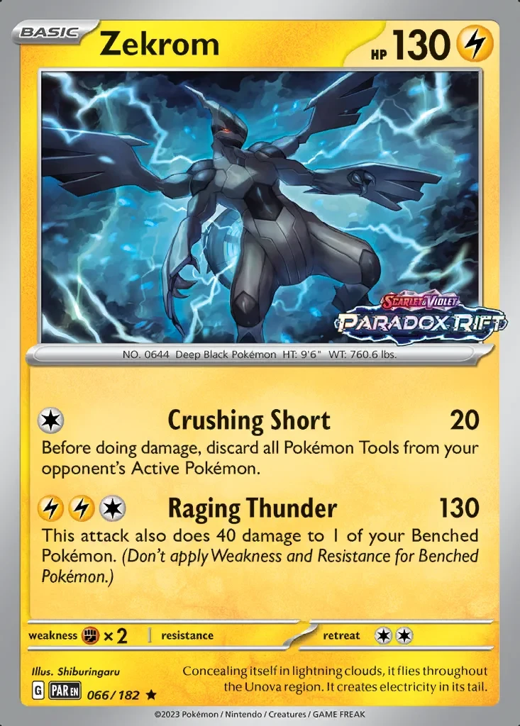 Zekrom (Paradox Rift Stamped) 066/182 card from Miscellaneous Cards & Products