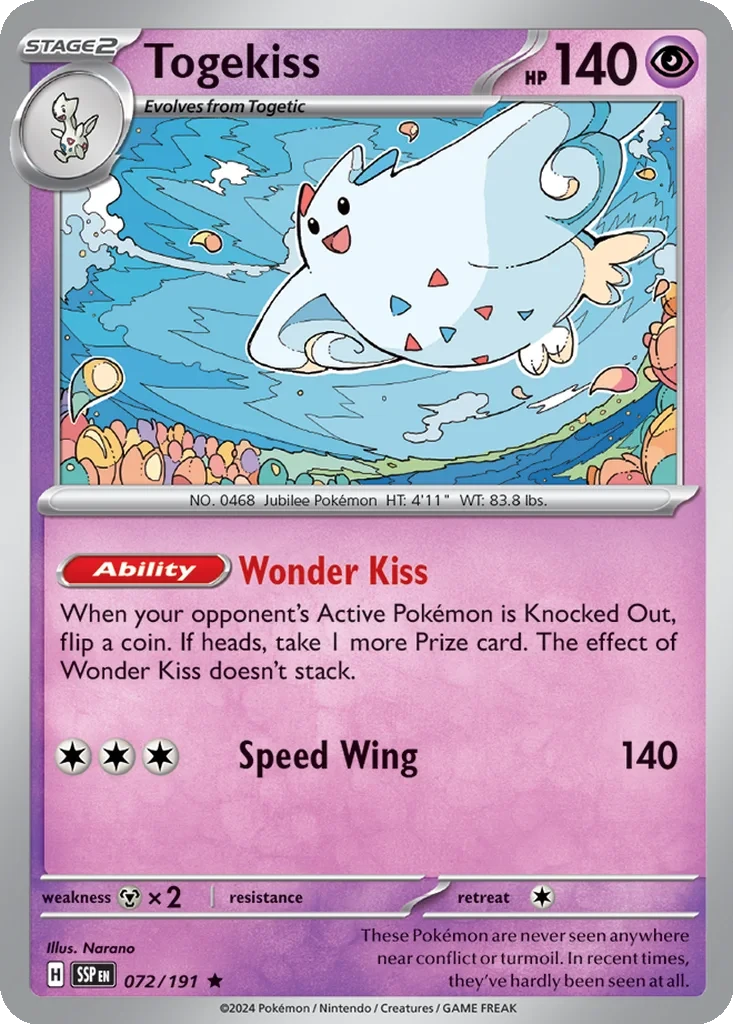 Togekiss (Cosmos Holo) 072/191 card from Miscellaneous Cards & Products