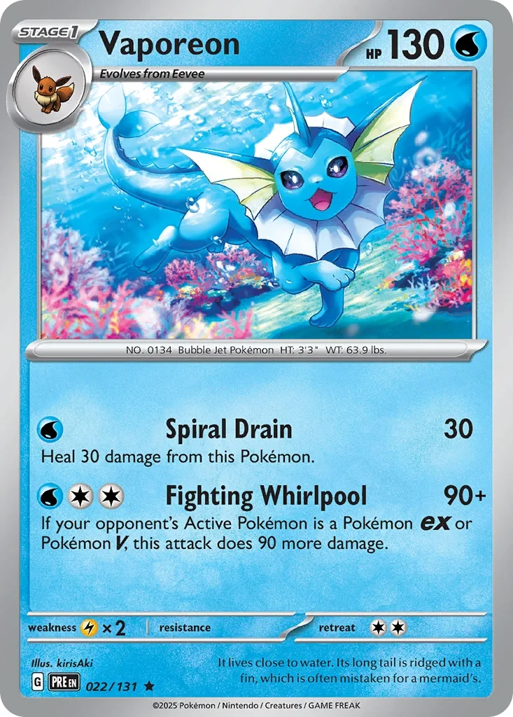 Vaporeon (Cosmos Holo) 022/131 card from Miscellaneous Cards & Products