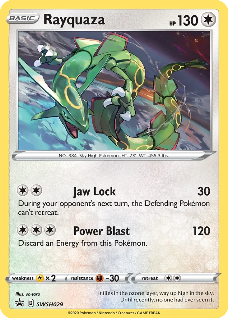 Rayquaza (Pixel Cosmos Holo) SWSH029 card from Miscellaneous Cards & Products