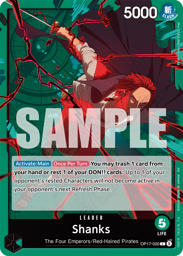 Shanks OP17-020 card from The World's Strongest Warriors