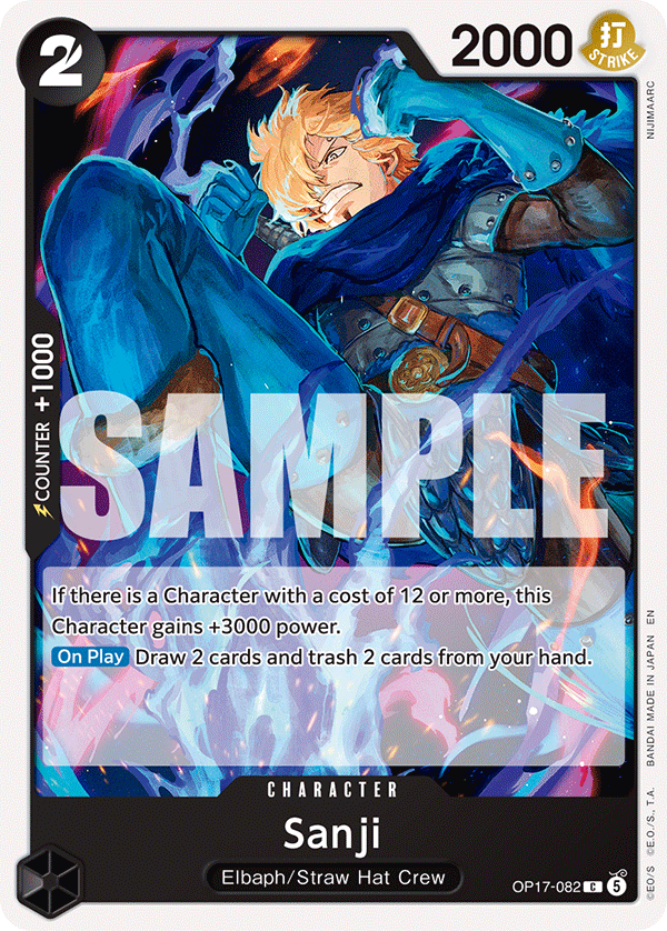 Sanji OP17-082 card from The World's Strongest Warriors