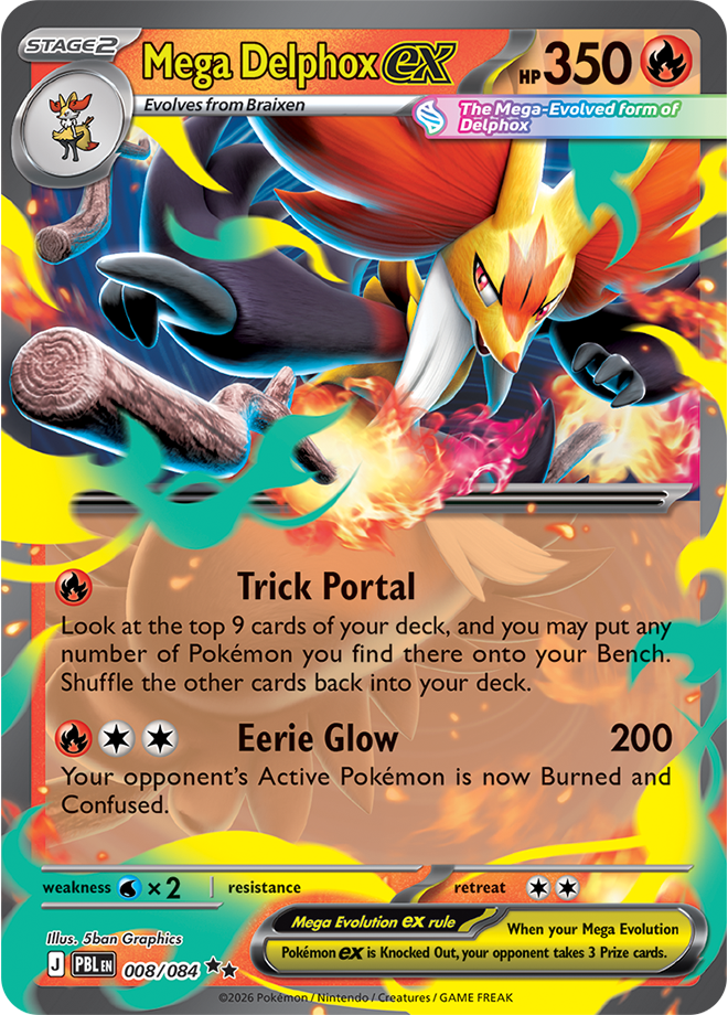 Mega Delphox ex 008/084 card from ME05: Pitch Black
