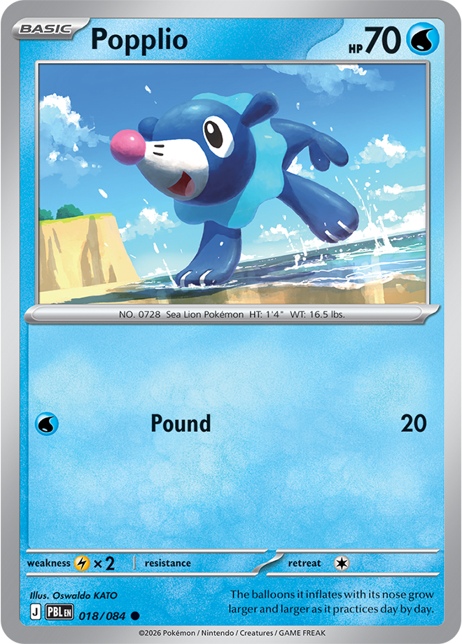 Popplio 018/084 card from ME05: Pitch Black