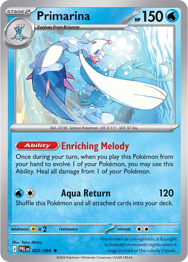 Primarina 020/084 card from ME05: Pitch Black