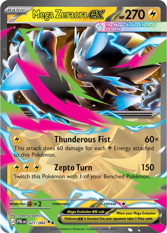 Mega Zeraora ex 027/084 card from ME05: Pitch Black