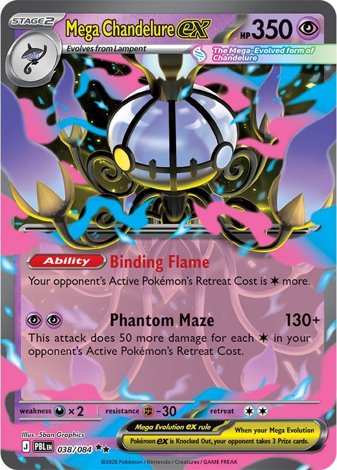 Mega Chandelure ex 038/084 card from ME05: Pitch Black