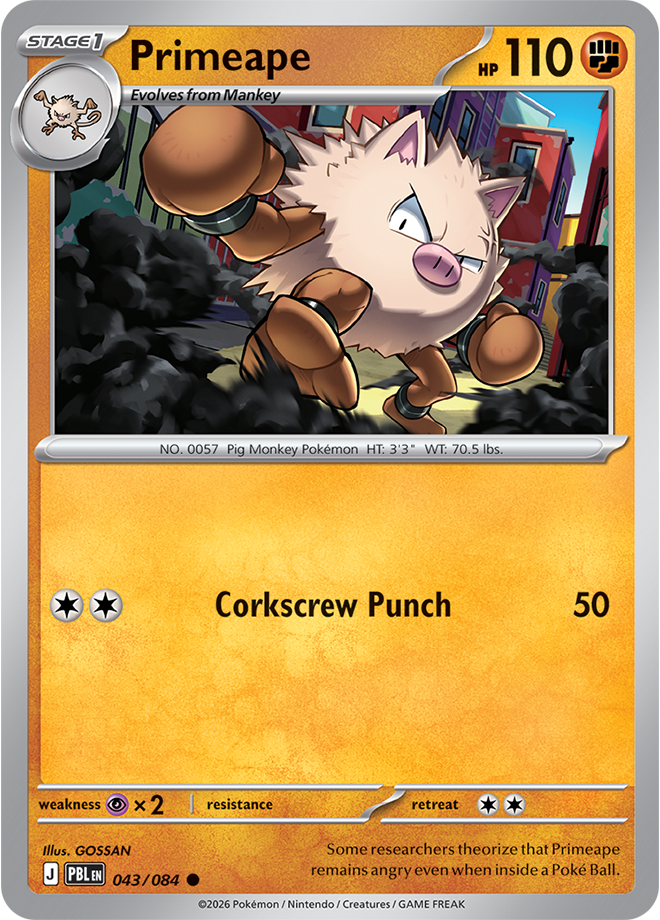 Primeape 043/084 card from ME05: Pitch Black