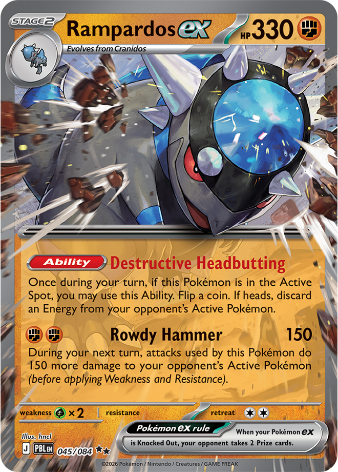 Rampardos ex 045/084 card from ME05: Pitch Black